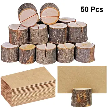 

Wood Pile Name Place Card Photo Holders Wooden Bark Memo Holder Stump Shape Menu Number Memo Stand Wedding Party Table Decor