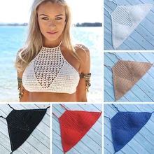 10 цветов, есть подкладка, сексуальный купальник, бикини, топ, Женский пуш-ап бюстгальтер, вязанный крючком, с вырезами, Холтер, вязаный купальник, бюстгальтер из купальника-бикини размера плюс