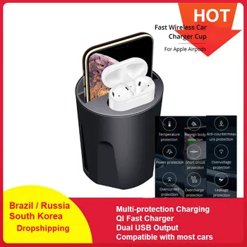 

X9 Qi Wireless Charger Car 10W Cup Holder Car Charger Stand Mount for iphone 8 X XS MAX/XR/X/8 for samsung 10/S9/8 for AirPods