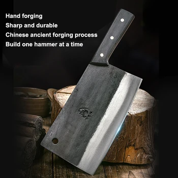 Best Hand Forged Bone Chopper High Carbon Steel Bone Chopper Knife Slaughtering Axe Knife Sharpened Thick Chopper Knife