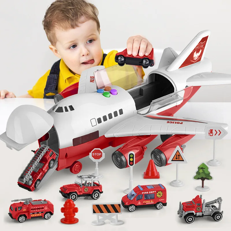 

Extra Large Inertia Story Model Plane CHILDREN'S Toy Engineering Firefighting Car Storage Airplane Early Childhood Educational