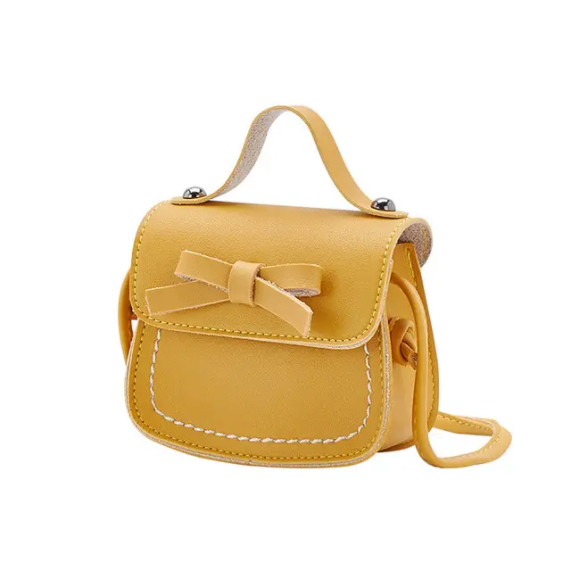 2019 New Children Girls Cute Bowknot Pure Color Handbags Kids Leather Shoulder Bags Mini Crossbody Bag Clutch 4