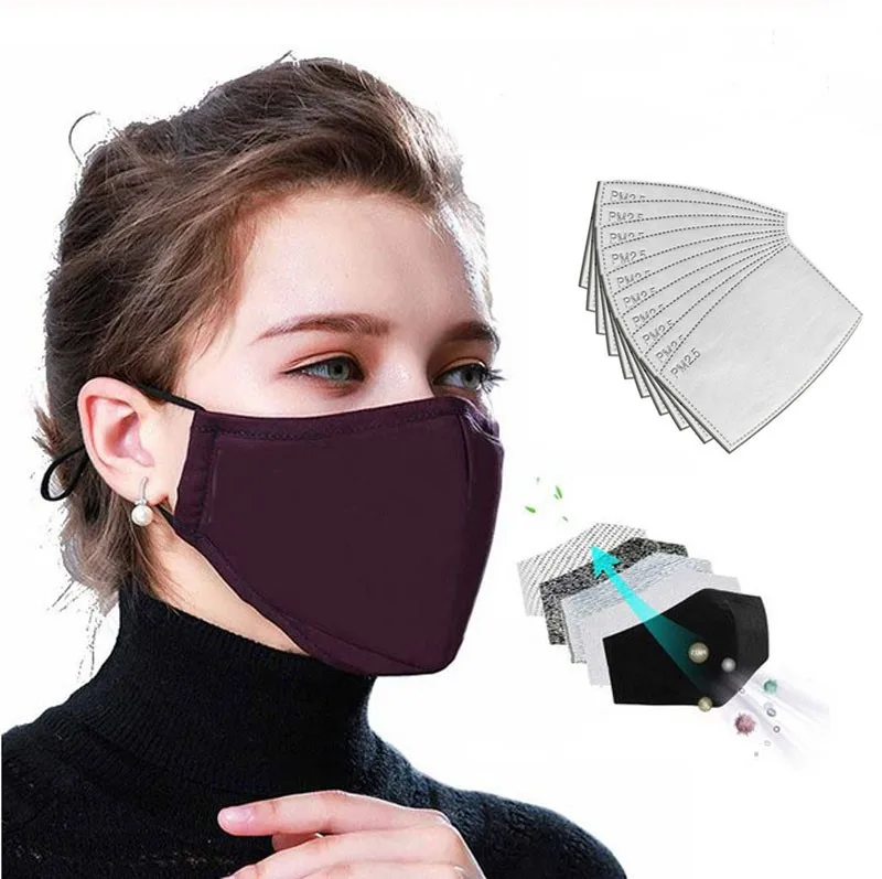 

1Pcs Multi Color Cotton PM2.5 Black mouth Mask anti dust mask Activated carbon filter Windproof Mouth-muffle bacteria proof Flu