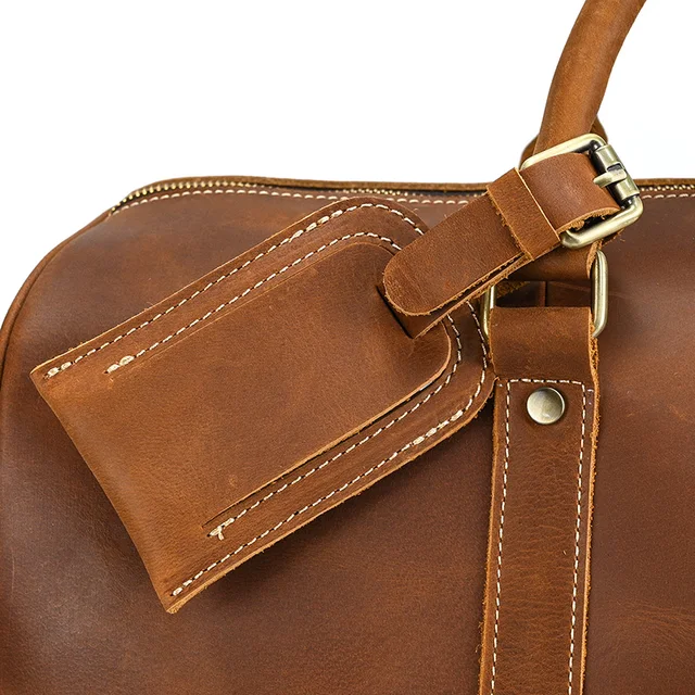 Luufan Crazy Horse Leather Handbag For Men Genuine Leather Travel Duffle Travelling Male Shoulder Laptop Bags Real Luggage Bags 5