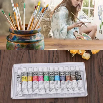 

12Pcs/set Acrylic Art Paints Set Watercolor Paints with Brush for Children Students Painting DIY DQ-Drop