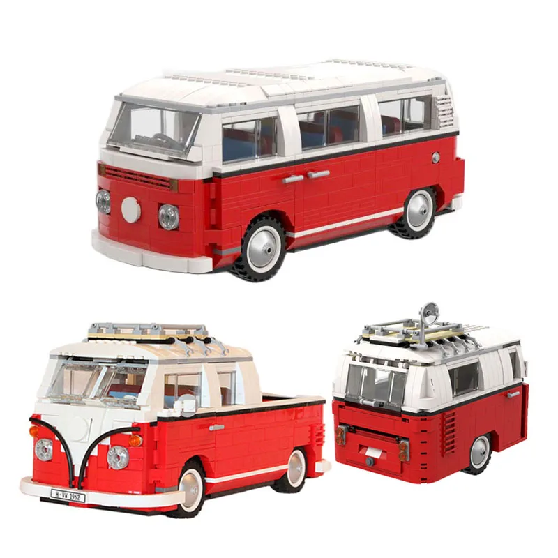 Nuovo Moc-Vw T1 Doka T2 Camper Cars Rabbit Pickup Modello Modificato Dal 10220 Vw T1 Camper Van Building Blocks Set Giocattoli Fai Da Te Regali