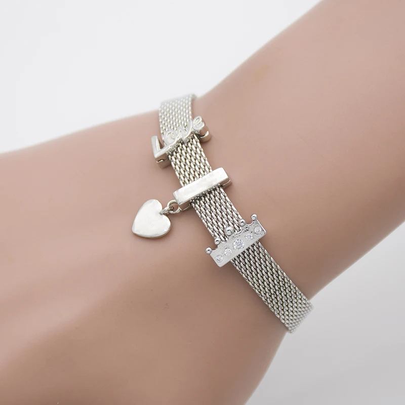 Mingshang 925 Серебряный hgih качественный рефлексивный сетчатый браслет женский браслет с зажимом с AAA цирконием подарок