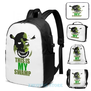 

This is my swamp - Shrek is love. Shrek is life. USB Charge Backpack men School bags Women bag Travel laptop bag