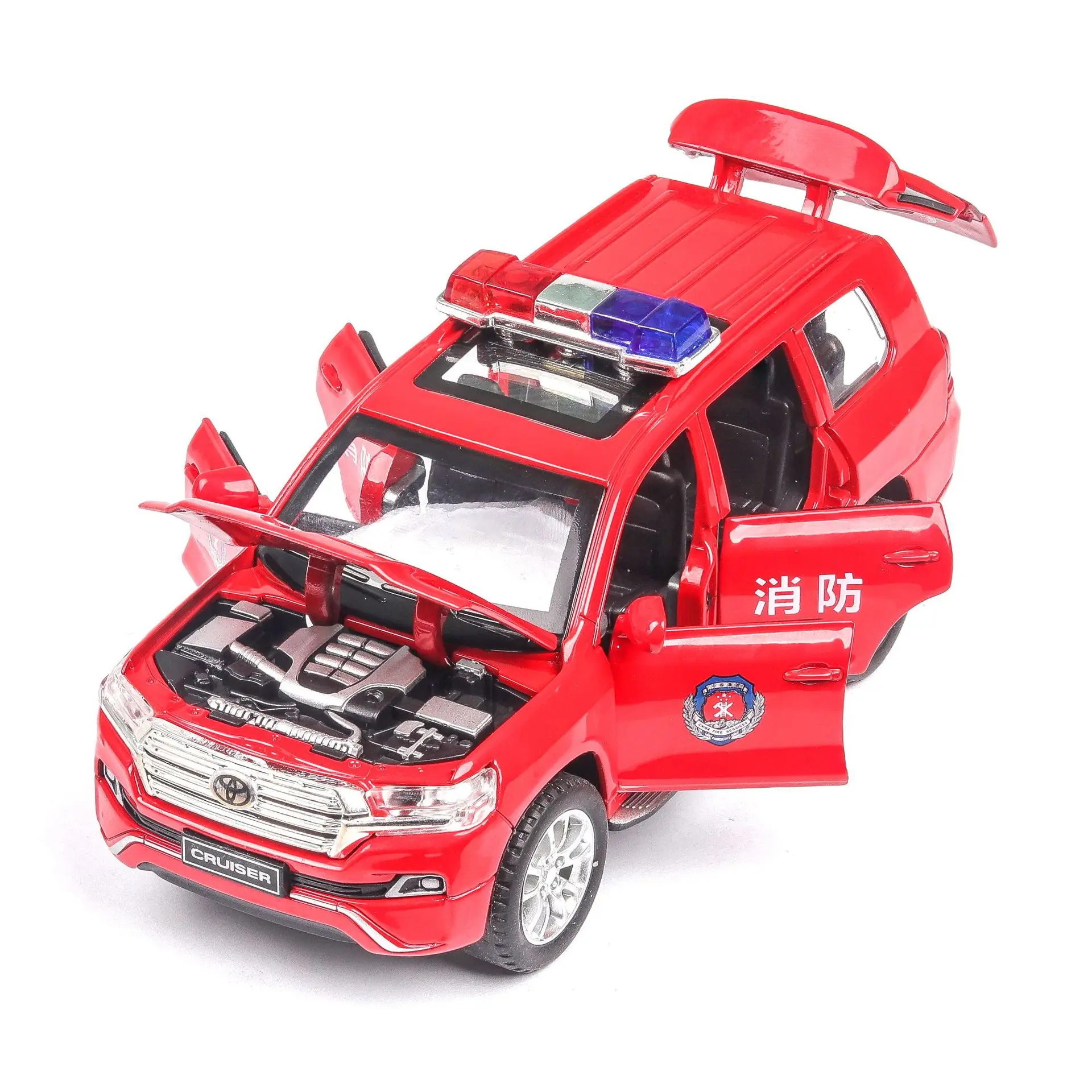 Моделирование 1:32 Land Cruiser полицейского сплава модель, изысканный литьем под давлением 6 двери звук и легким задником-off модель автомобиля