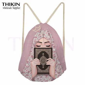 

Aulaygo Islamic Masked Muse Printing Drawstring Bags Women Beach Light Shoulder Bag Ladies Drawstring Bagpack Mochila Customized