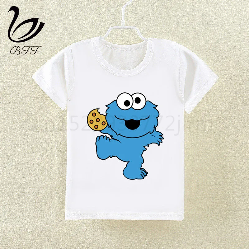 Sesame Street Cookie Monsters New Arrival Kids Clothes T-shirt Boy Printing Children Clothing Girls Tops Boys Tshirt - Цвет: WhiteA