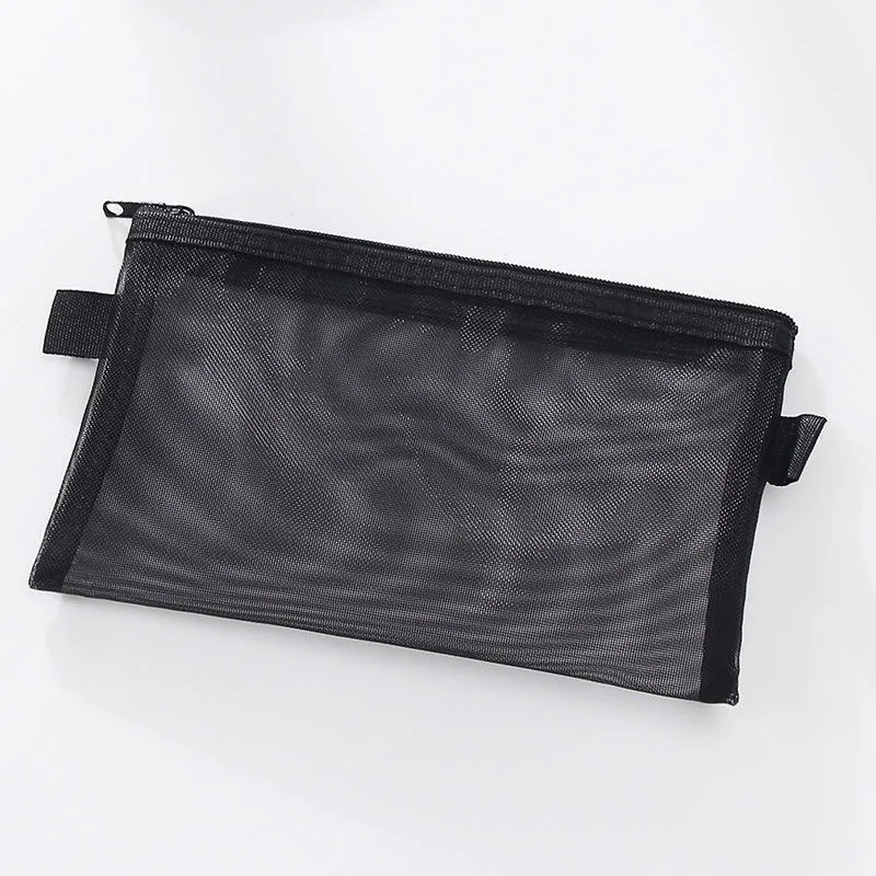 Модный прозрачный сетчатый косметический портативный мешок на молнии для путешествий Хранение Кошелек косметический Органайзер Инструменты сумка для мытья - Цвет: Black