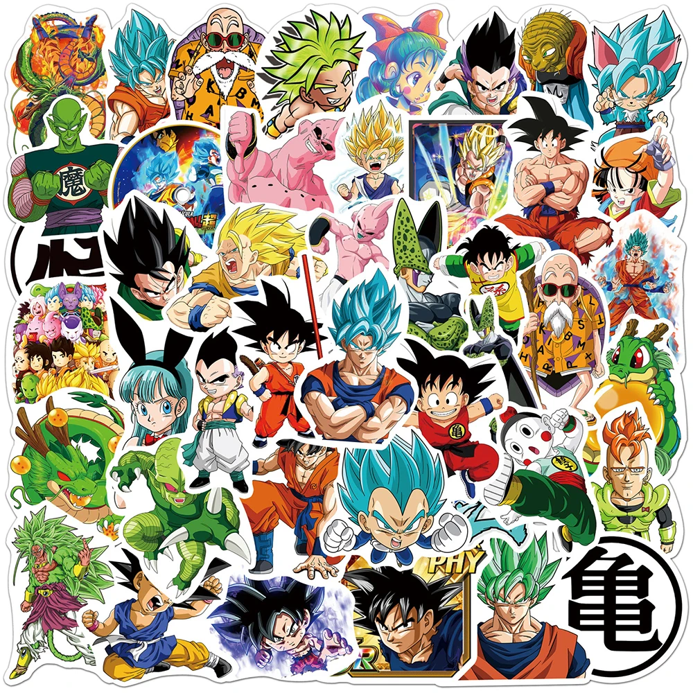Pegatina de Dragon Ball, Goku, Vegeta, Bulma, Goku, Dragon, motocicleta,  Autocollant, cuaderno de dibujos animados, impermeable, PVC - AliExpress  Juguetes y pasatiempos