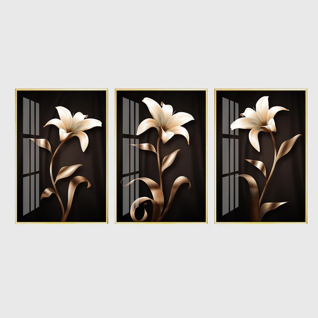 Abstract Black Golden Flower Luxury Poster Nordic Art Plant Leaf Canvas Painting Modern Wall Picture for Living Room Home Decor 24