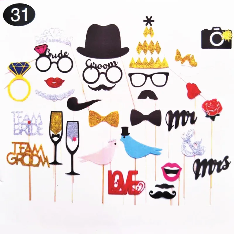 

Team-Bride PhotoBooth Props DIY Bride To Be Mr Mrs Photo Props Just Married Bachelorette Party Decor Funny Glasses Mustache Prop