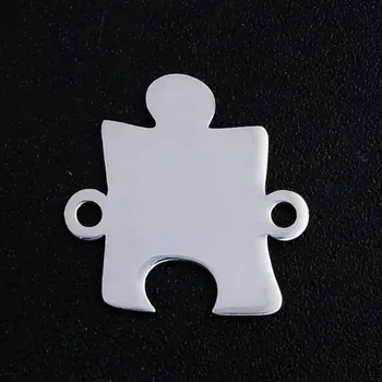 

5pcs/lot Jigsaw Puzzle Stainless Steel Jewelry Pendant DIY Charms Wholesale Factory Store High Polished Necklace Making Charm