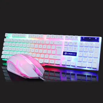 

GTX300 LED Backlight Mechanical Durable USB Ergonomic Desktop Keyboard Mouse Set Home Gaming Wired Ultra Thin Portable Office