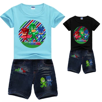 

Pj Masks Children's Running T-Shirt boy Shorts Set Pj Mask Kids Wear Fashion Sport short sleeve T-shirt suit casual clothes