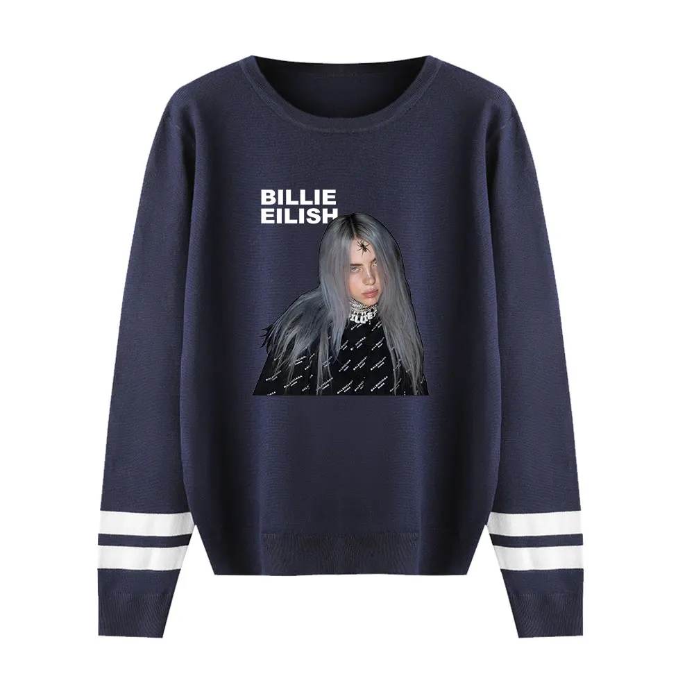 Billie Eilish подходит для весны пуловеры свитера для мужчин и женщин с круглым вырезом Модные осенние свитера в стиле хип-хоп мужские и женские повседневные топы