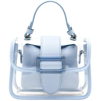 

Transparent bag for women 2020 summer fashion jelly bag for women PVC handbag chain bag simple small square bag