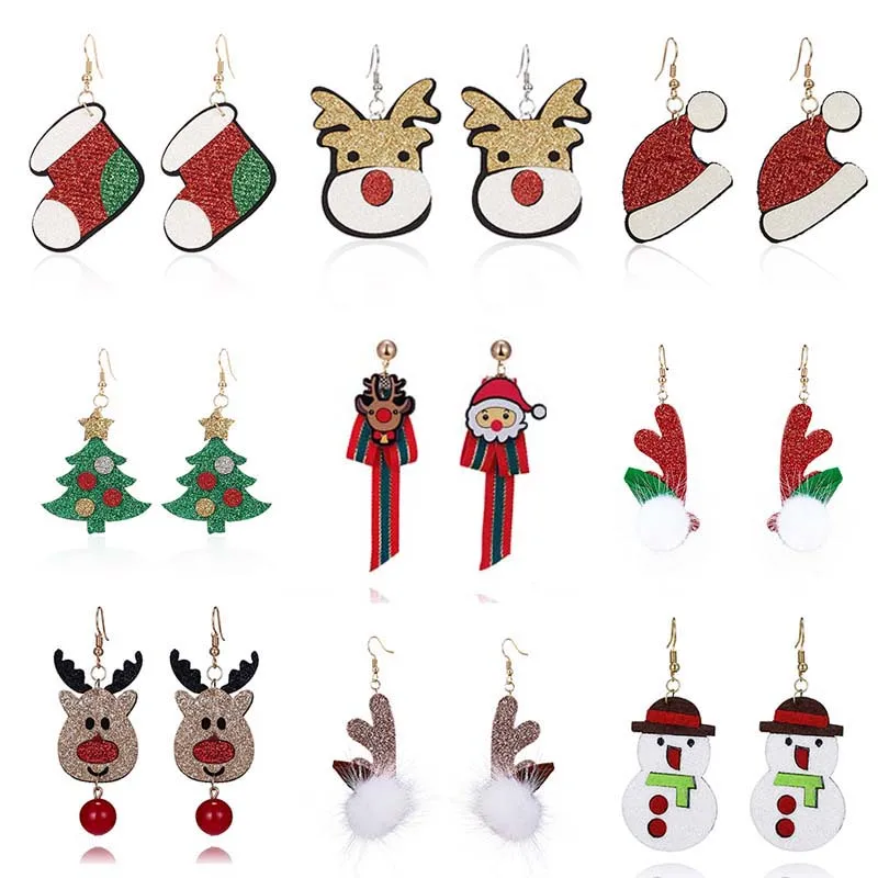

Cute Earrings for Women Elk Christmas Tree Bell Felt Cloth Drop Earring Fashion Cartoon Hat Sock Ear Hook Jewelry Christmas Gift