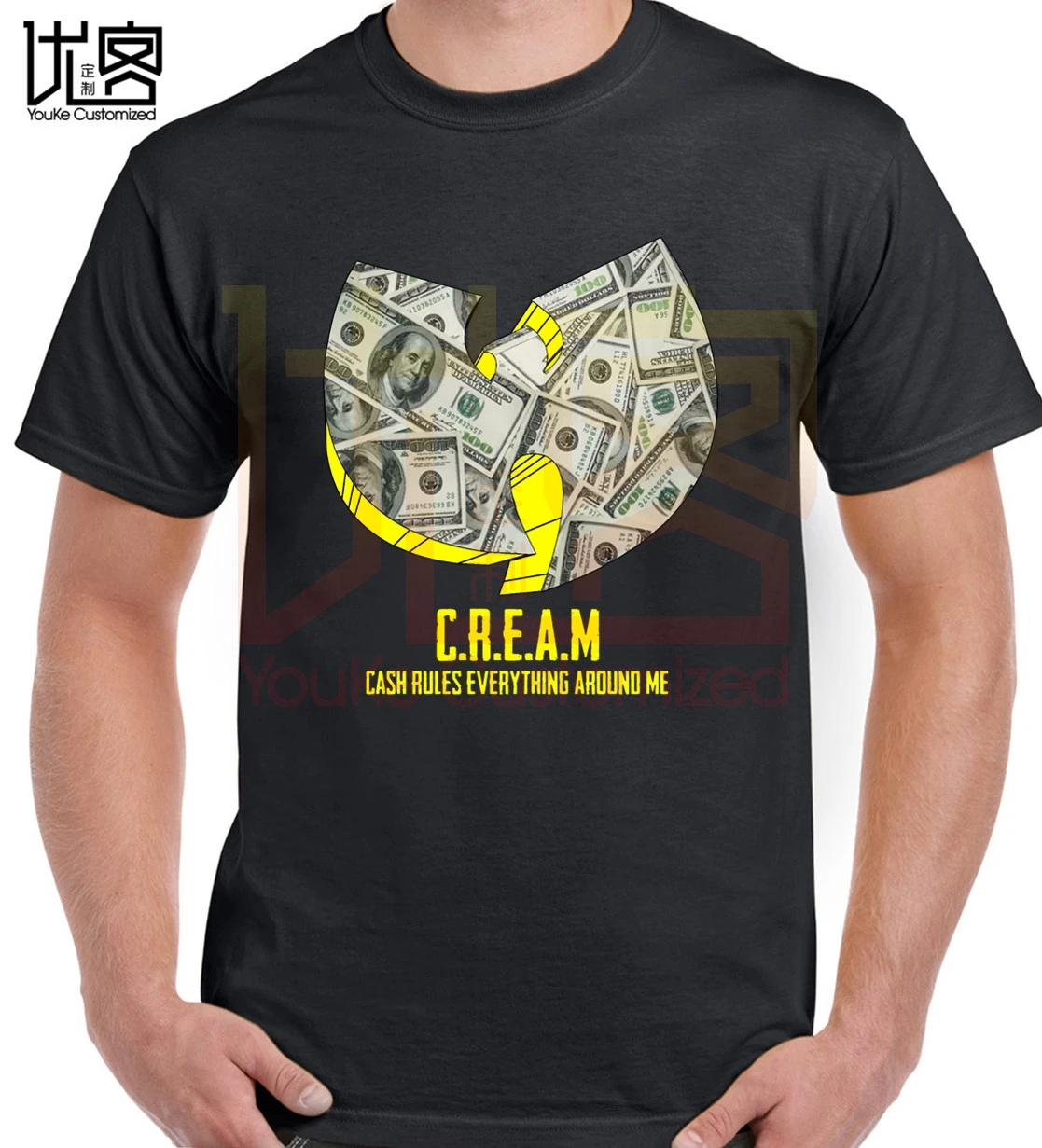 Футболка с надписью &quotWu Tang Clan CREAM Dollar Bill&quot мужская и женская футболка из 100%