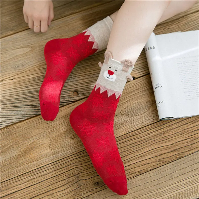 Теплые женские носки с героями мультфильмов kawaii, милые японские рождественские носки, веселые рождественские носки, забавный подарок на год, Прямая поставка - Цвет: 1