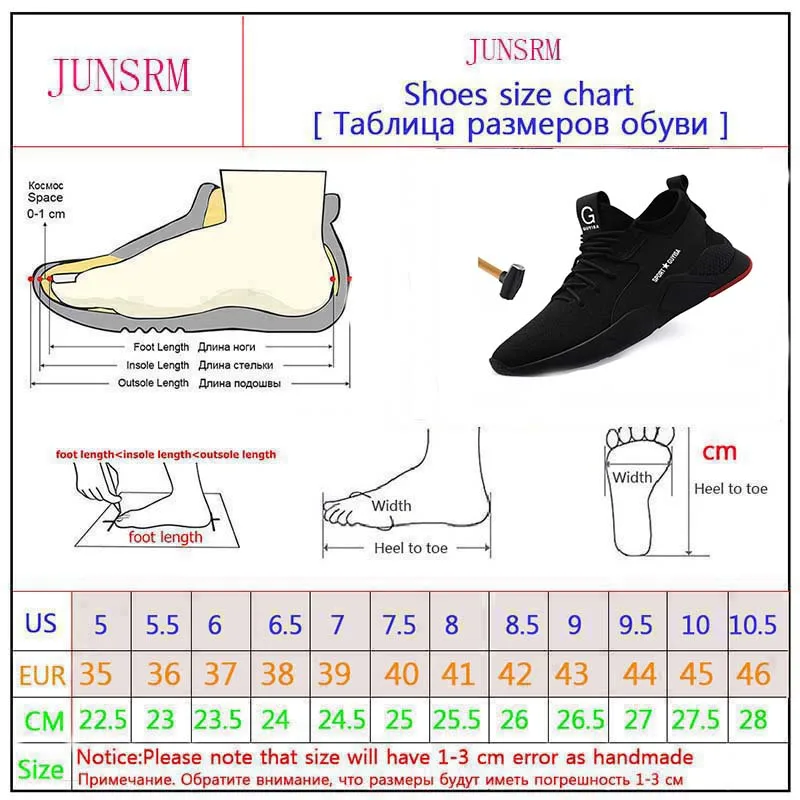 JUNSRM Мужская Рабочая обувь со стальным носком; модная дышащая Спортивная обувь; дышащая легкая летняя мужская спортивная обувь