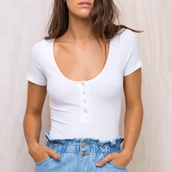 

Short Sleeve O-neck Skinny Bodysuit Women Sexy Solid Body Sculpting Slim Jumpsuit Female Summer Bodycon Sheer Bodysuit Nice