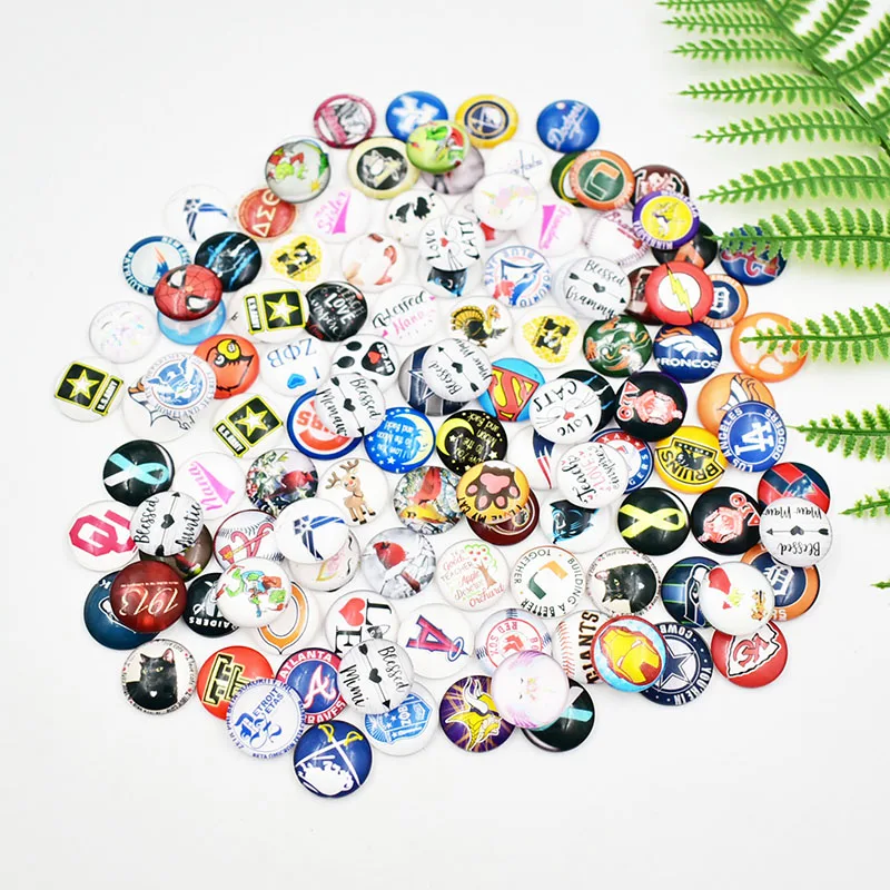 

Mixed Ginger Snap Button Jewelry Glass Famous Sport Snap Charm for 18MM Ginger Snap Bracelet Jewelry