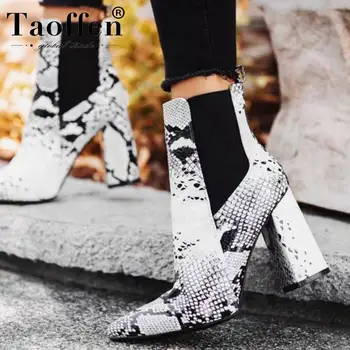 

Coolcept Women Daily Office Pointed Toe High Heels Winter Boots Snakeskin Pattern Sexy Woman Luxury Female Botas Size 35-42