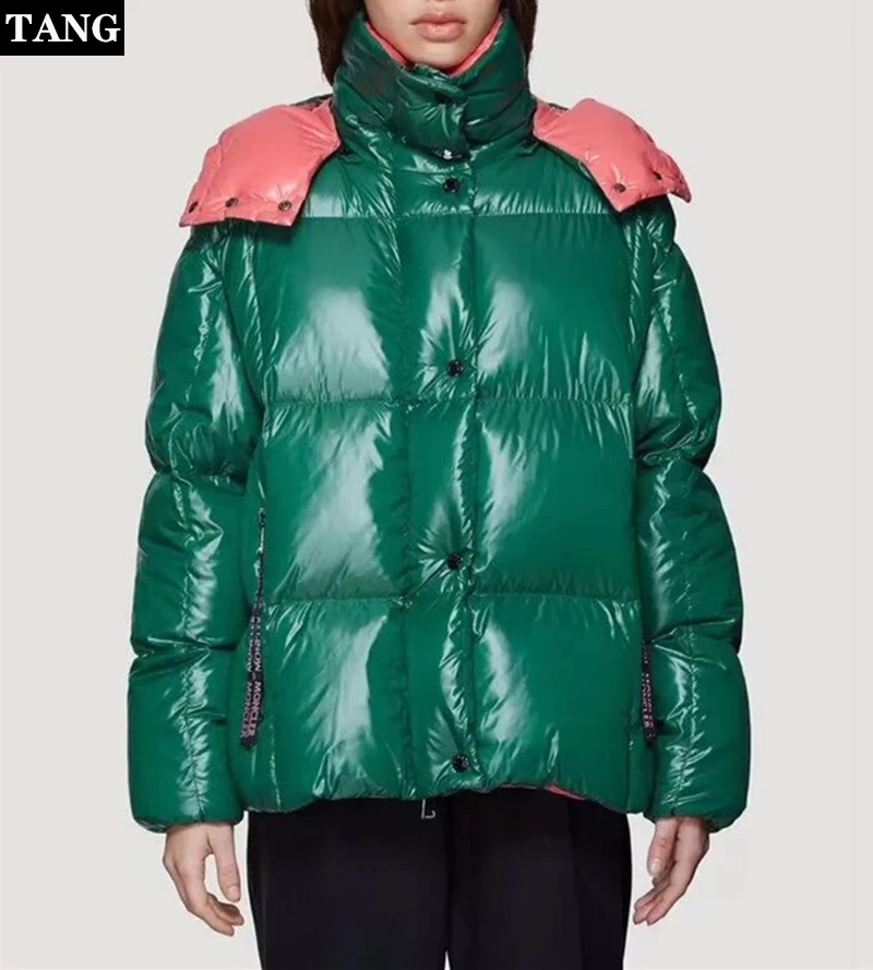 Осенне-зимний пуховик с капюшоном Женская Толстая короткая пуховая куртка женская зеленая тонкая теплая парка