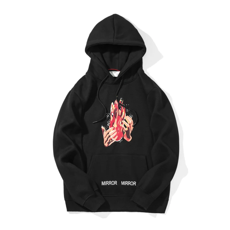 oblique stripe flame 19ss Off-White OW Men/Women autumn winter Cotton Fashion Casual loose Hoodie Sweatshirt Hooded jacket
