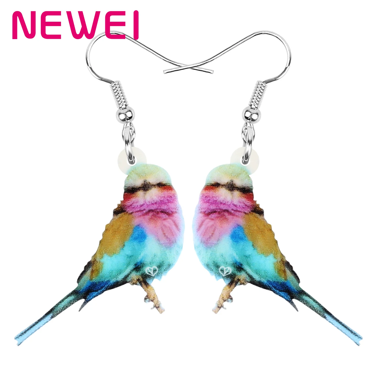 Newei Acrylic Marbled Wood Quail Earrings Cute Big Print Bird Animal Dangle Drop Jewelry Women Girls Kid Trendy Party Decoration | Украшения