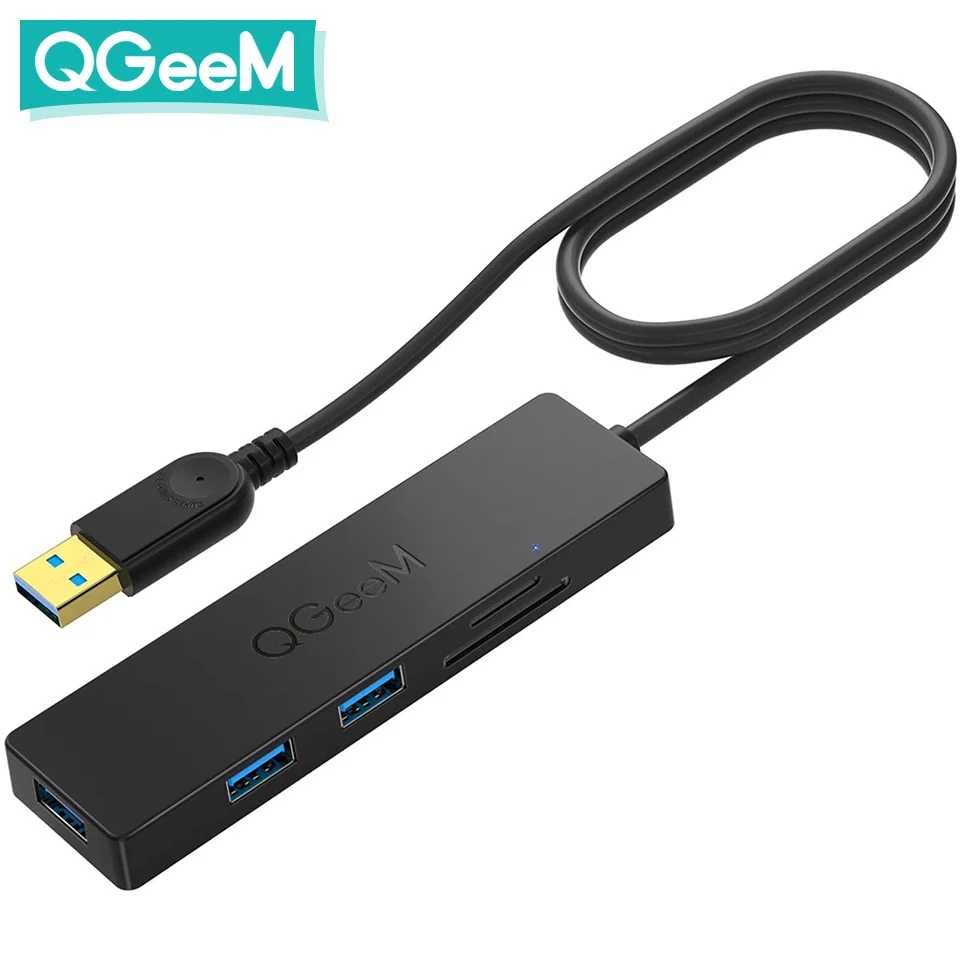 Qgeem hub usb 3.0 adaptador leitor de cartão divisor usb para xiaomi laptops macbook pro 2015 5 usb 3.0 hub para computador pc acessórios