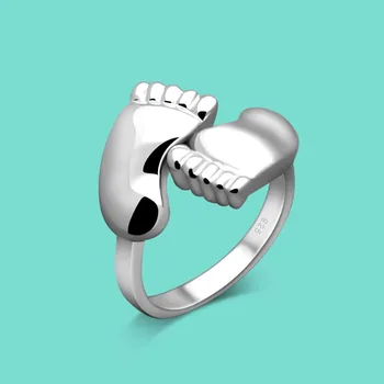 

Girly Creative Silver Jewelry 925 Sterling Silver Ring Woman's Real Silver Feet Ring Open Design Free Gift Bag