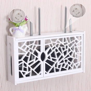 

LOOZYKIT Wireless Wifi Router Storage Box PVC Panel Shelf Wall Hanging Plug Board Bracket Cable Storage Organizer Home Decor 1pc