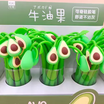 

36 pcs/lot Avocado Gel Pen Cute 0.5mm Silicone black ink Signature Pen School Office Supplies Promotional Gift