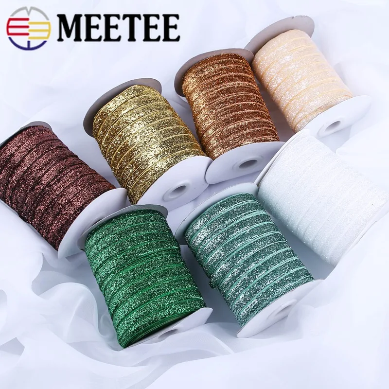 Meetee 9/16 мм блестящая бархатная кружевная лента с отделкой ободок бантом для