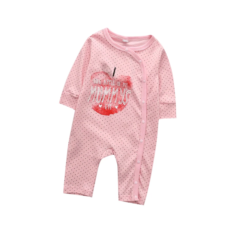 Весенне-осенний комбинезон для новорожденных мальчиков и девочек; хлопковый комбинезон с длинными рукавами и принтом; Детский комбинезон; одежда для подвижных игр с надписью «I Love My Daddy» - Цвет: Розовый