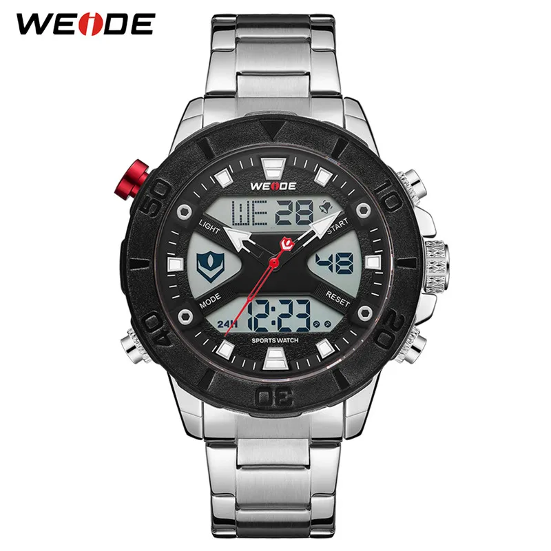

WEIDE Watch Men Fashion Dual Display Quartz Digital Movement Chronograph Calendar Watch with Date Wristwatch Relogio Masculino
