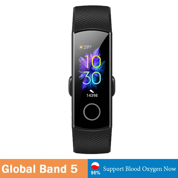Global band 5 Black Умный Браслет huawei Honor Band 5, 0,95 дюймов, трекер, умный OLED, для плавания, водонепроницаемый, Bluetooth, фитнес-трекер, сенсорный экран - Цвет: Global band 5 Black