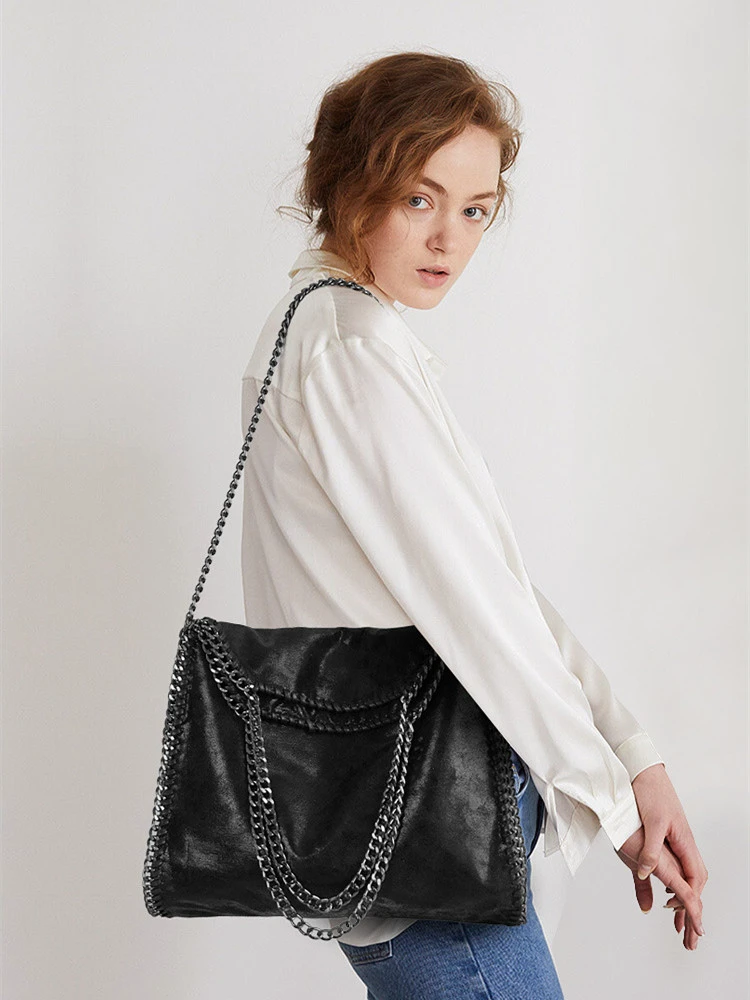 2021 FIRMRANCH New Frosted Material Handbag Chain Woven Foldable Fashion Shoulder Women Multi-Funcation Bag Steady Quality Big