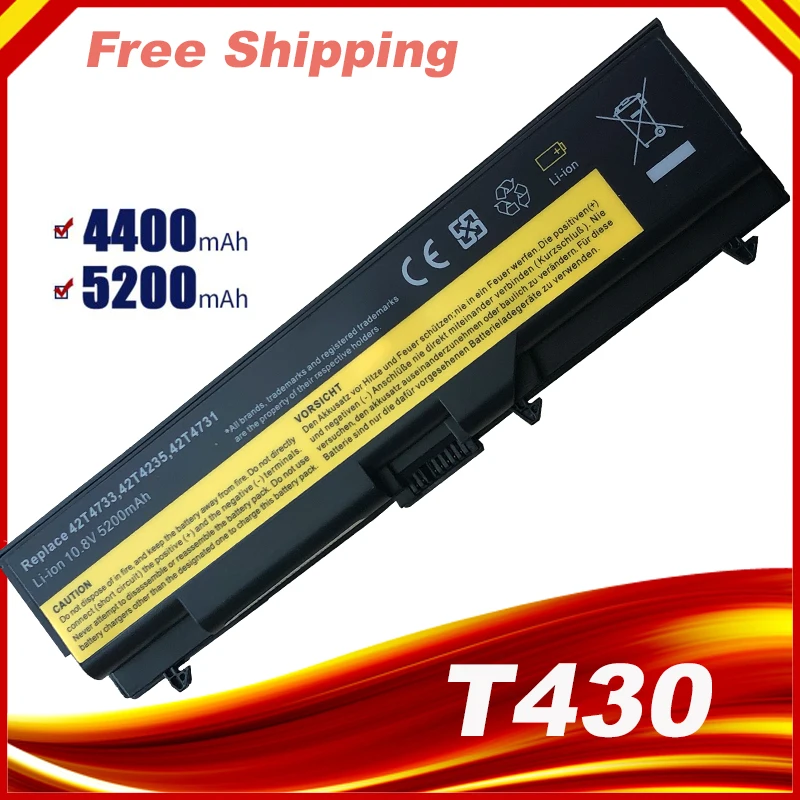Аккумулятор для ноутбука Lenovo ThinkPad E40 E50 L430 L530 W530 T430 T530 45N1001 42T4796 6 ячеек 5200 мАч 10 8 В