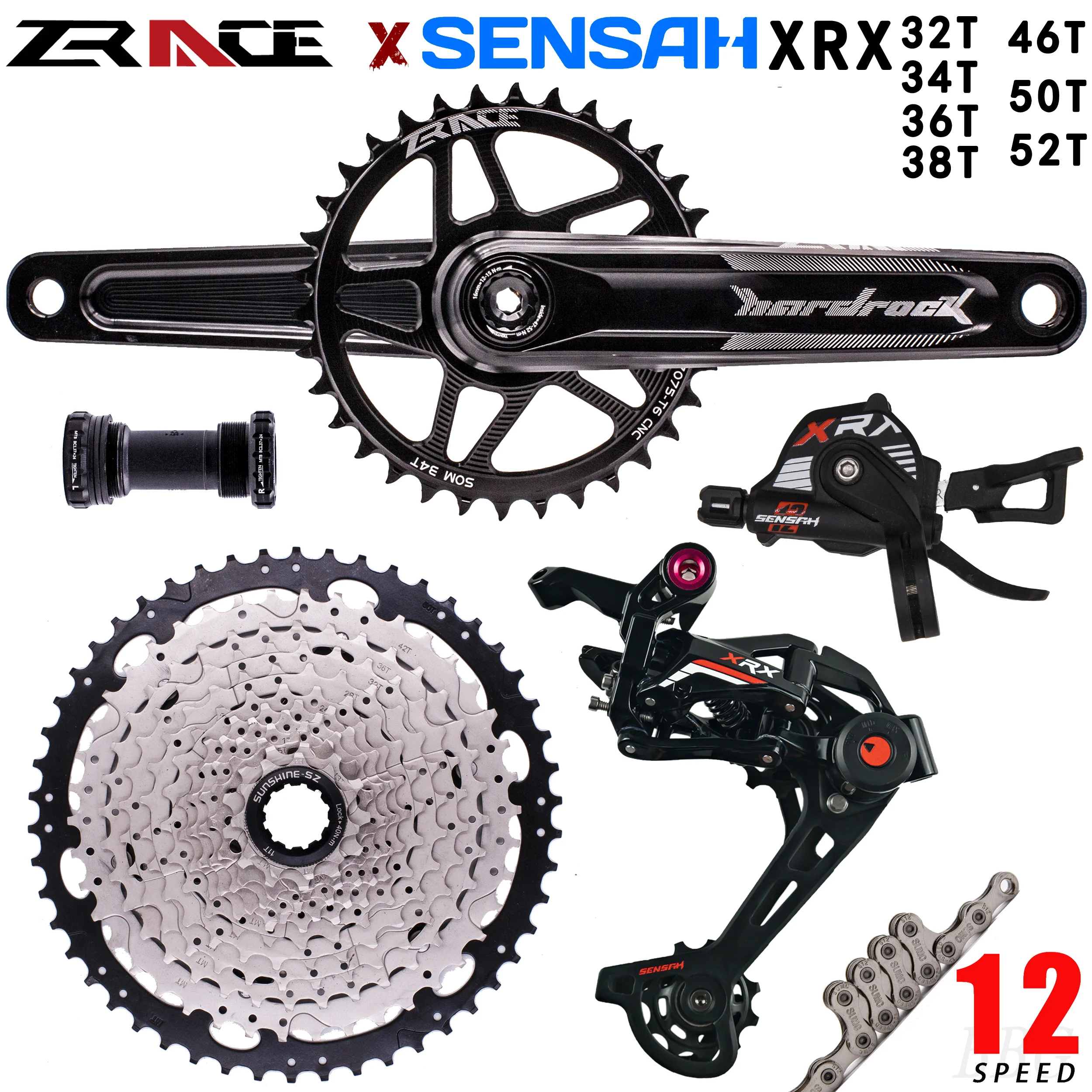 SENSAH XRX 1x12 скоростной Кривошип + переключатель передач задний 12 s кассета звездочка