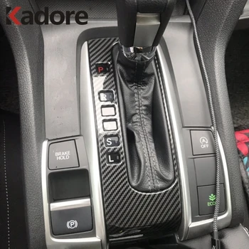 

For Civic 2016 2017 2018 2019 Sedan Carbon Fiber Centrol Control Gear Panel Decorative Cover Frame Trim Car Interior Accessories