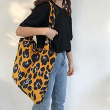 Стиль Вельветовая сумка на плечо корейский стиль Универсальный японский стиль студентов Леопард шаблон Холщовая Сумка производители