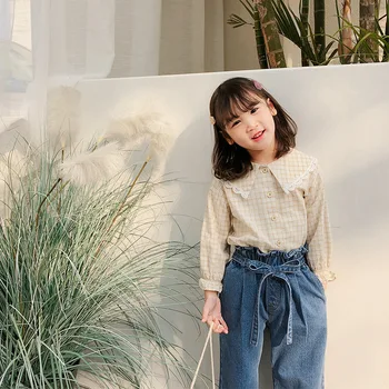 

2020 best selling baby girls plaid shirt fashion spring kids girls blouse 3-8t