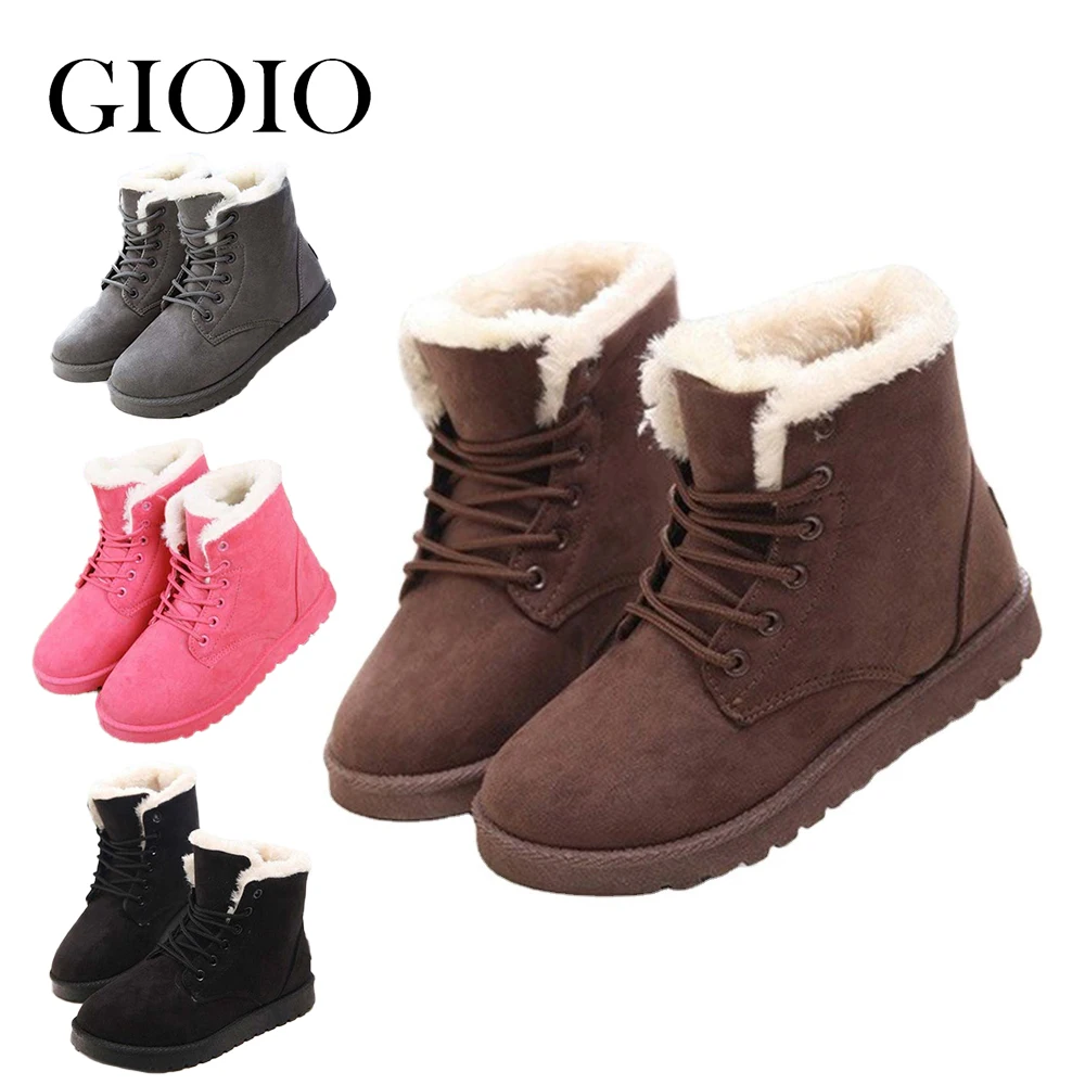 Women Boots Winter Warm Snow Boots Women Faux Suede Ankle Boots