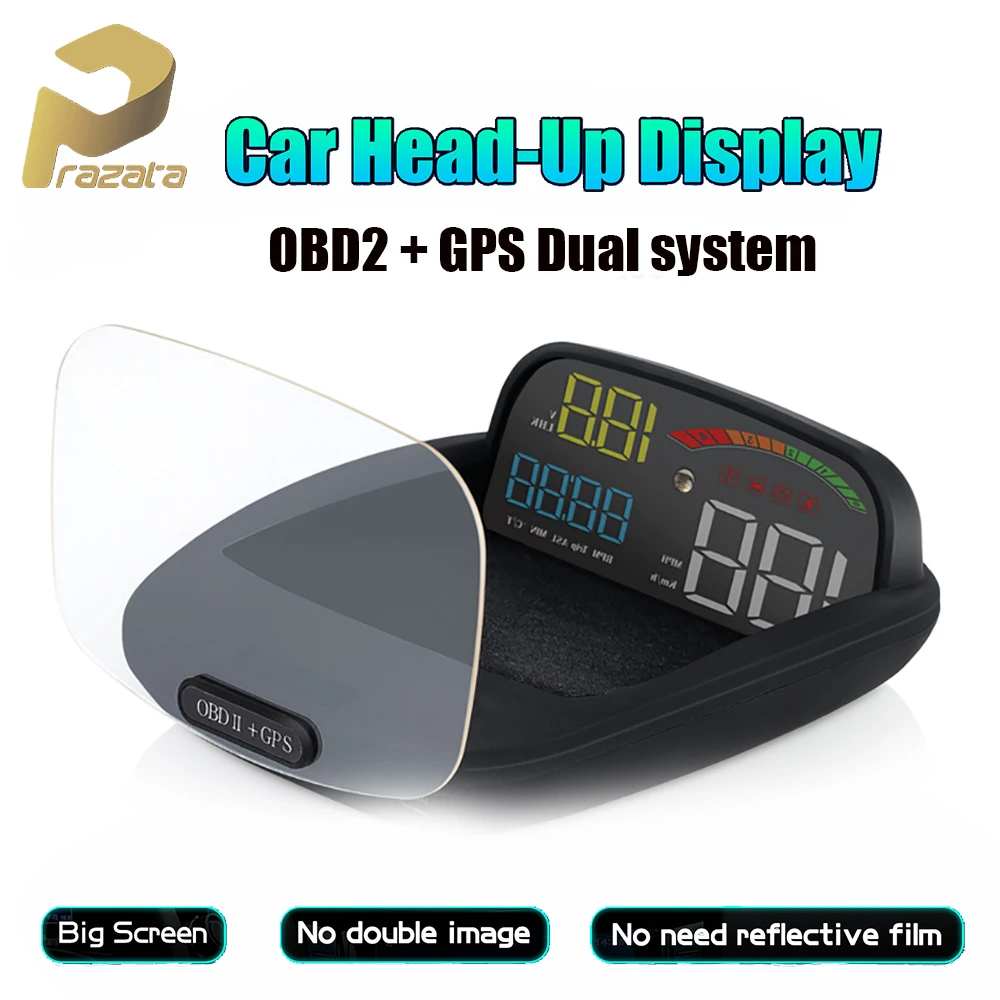 Prazata Hud OBD2 Автомобильный бортовой компьютер C800 2 в 1 gps OBD HD скоростной проектор Цифровой измеритель скорости дисплей